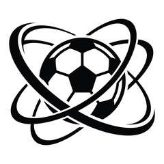 Abstract soccer football with dynamic  orbiting rings vector logo silhouette © Nuralam