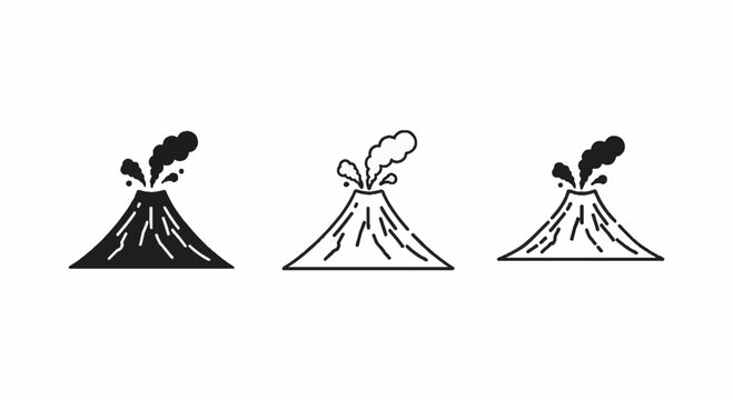 Illustrated Volcanic Eruptions in Three Distinct Stages.