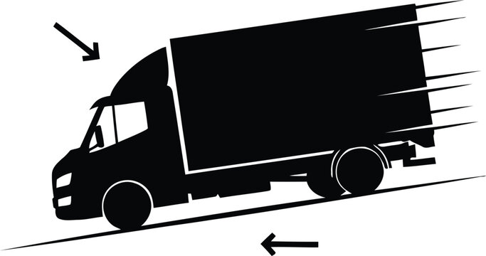 Black truck driving fast on road
