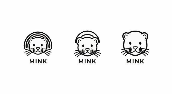 Three Creative Mink Animal Logo Design Variations.