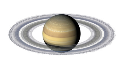 Gas giant planet Saturn with prominent icy rings, isolated on transparent background © Andrej