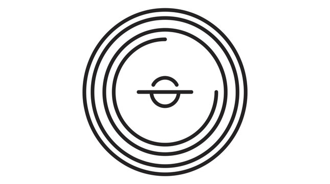 Abstract concentric circles with a central orb and line