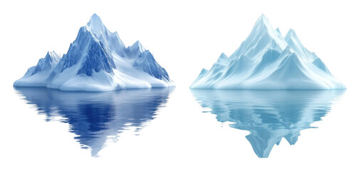 Fototapeta premium PNG Majestic icebergs reflecting water on transparent background