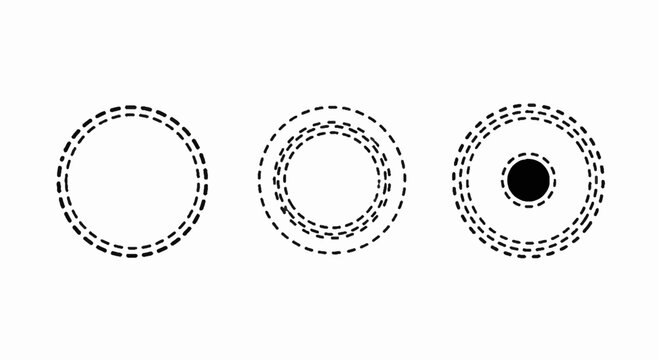 Concentric dashed circles with varying fill patterns.