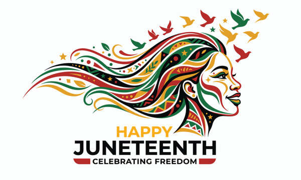 Happy juneteenth celebrating freedom day illustration