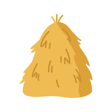 Yellow haystack pile dry agricultural hay stack farm harvest icon flat cartoon vector