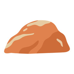 Large orange clay rock boulder heavy stone block land topiary asset flat vector illustration © ImamSetia