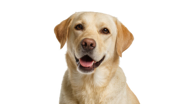 Happy yellow Labrador retriever dog face, isolated on transparent background