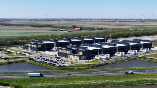 Data center at the Agriport A7 business park in Middenmeer. The campus is part of the technology company's Dutch cloud infrastructure.