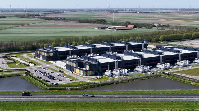 Data center at the Agriport A7 business park in Middenmeer. The campus is part of the technology company's Dutch cloud infrastructure.