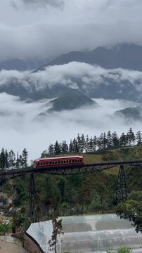 Mountain Train Above Clouds in Sapa Vietnam