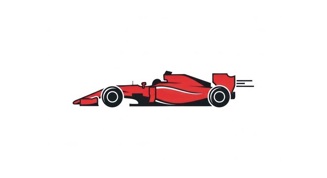 Sleek red open wheel race car accelerating on white background
