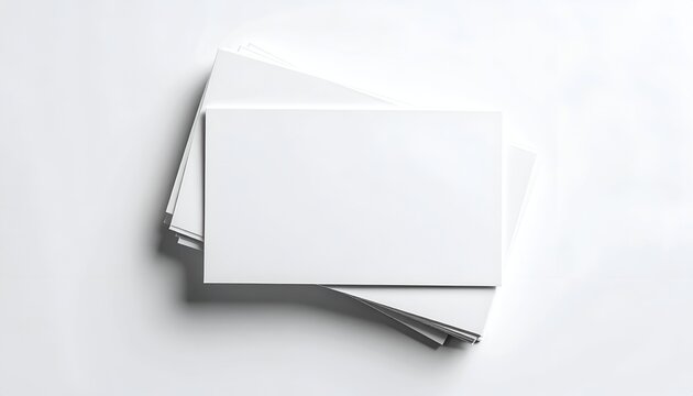 Stack of white rectangular cards against a bright, plain background