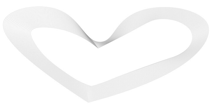 Hand drawn linear heart design. Abstract swirl and curve line.