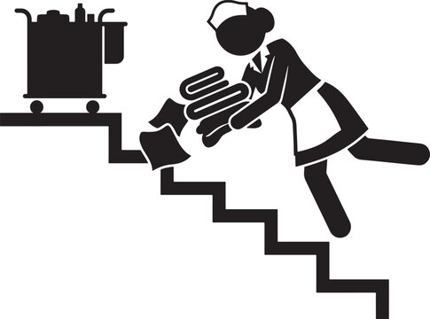 Person Falling Backwards Down Stairs Carrying Boxes Icon