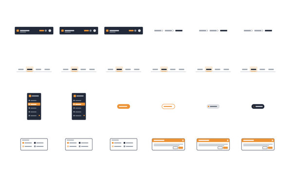 Dashboard chrome kit vector set header bar tabs sidenav navigation breadcrumb badge legend modal interface