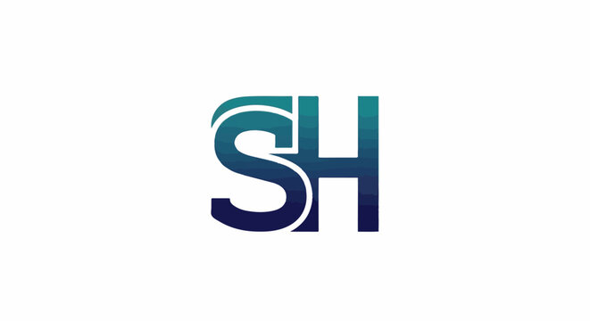 Stylized 'SH' initials in a gradient of deep blue to teal with white outline on a white background