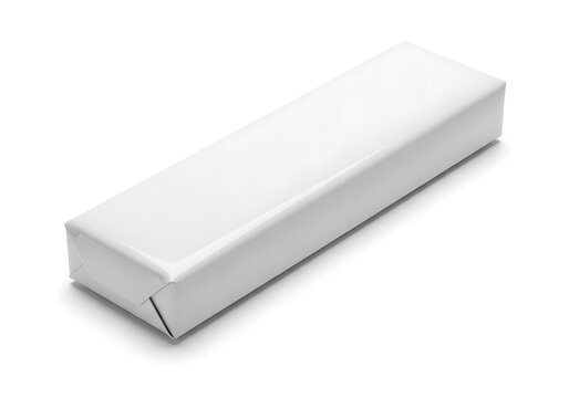 Blank rectangular white paper packaging box for food or candy product mockup