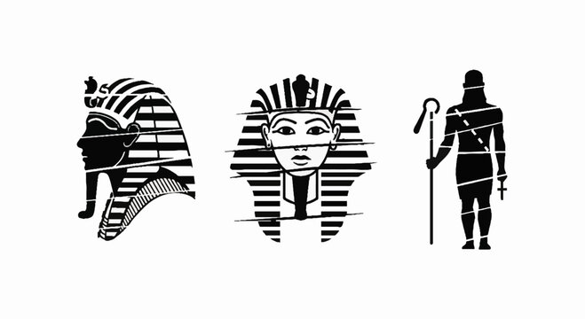 Ancient Egyptian Pharaoh Symbols and Icons Collection.
