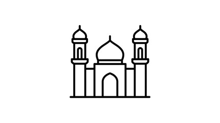 Obraz premium Islamic Mosque Icon, Flat Design, Line Art, White Background