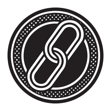 Black and white illustration of a paperclip in a circle with a dotted border  symbol for connection and unity