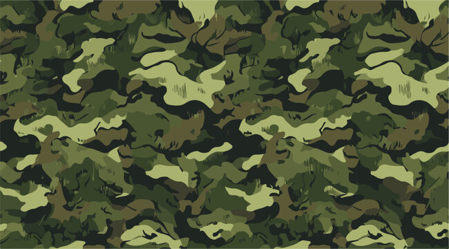 Abstract Hunting Camouflage Seamless Texture Military Green Camo Pattern Vector