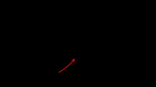 Red animated arrow pointer set on black background, hand drawn style curve and loop arrows for highlight and growth concept.