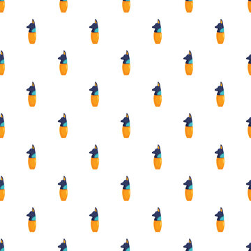 Anubis jackal god canopic jars forming a seamless background pattern