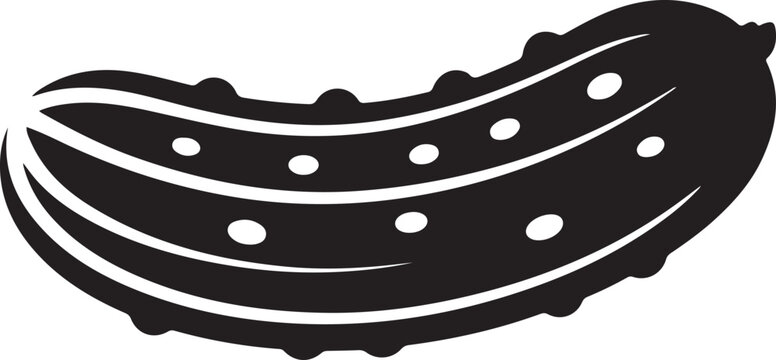 Black silhouette of a bumpy cucumber. logo Vector Black silhouettes