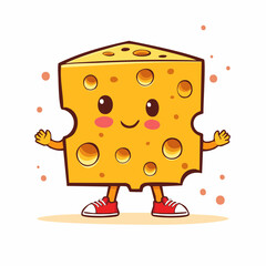 Cute Cartoon Cheese Character Waving