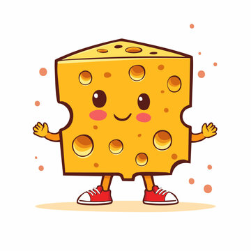 Cute Cartoon Cheese Character Waving