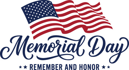 Memorial day typography with american flag illustration © Soundly
