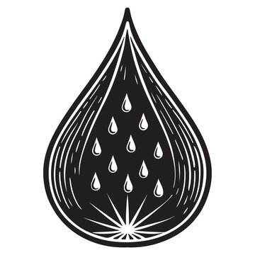 Tear drop shape with water drops inside isolated on white background