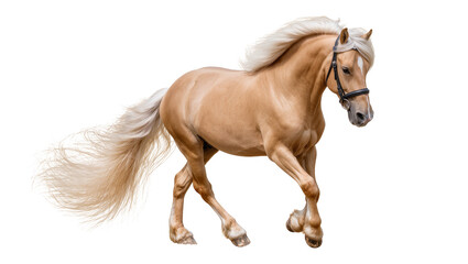 Palomino horse with flowing mane and tail, isolated on transparent background © Andrej
