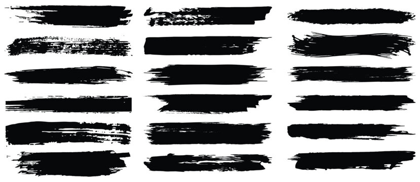 Set of different grunge brush stroke, Paint, ink brush, brush strokes, marker underline, text boxes, paintbrush grunge design elements, watercolor grunge texture, horizontal, lines, vector illustrator