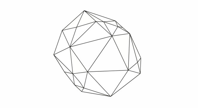 Abstract Geometric Wireframe Sphere on White Background