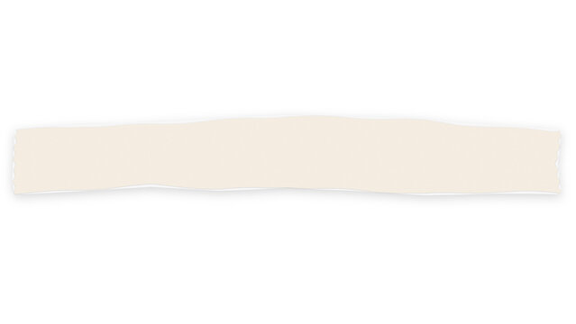 A long beige piece of paper with torn edges on a white background
