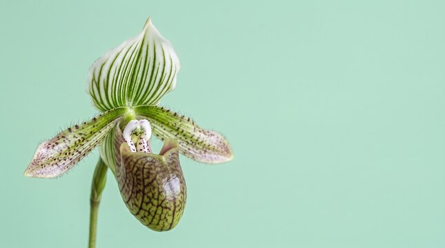 Java Slipper Orchid Paphiopedilum Javanicum Minimalist Close Up Photography
