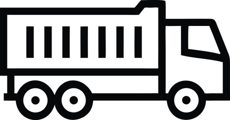 Outline illustration of a heavy duty dump truck used for construction and transport © mstmarzina