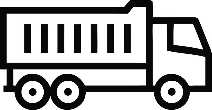 Outline illustration of a heavy duty dump truck used for construction and transport