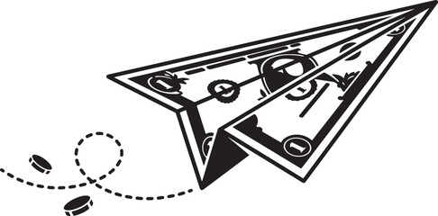 Obraz premium Folded dollar bill origami paper boat vector icon for financial stability wealth preservation shipping trade marine commerce economic navigation and corporate cash flow concepts