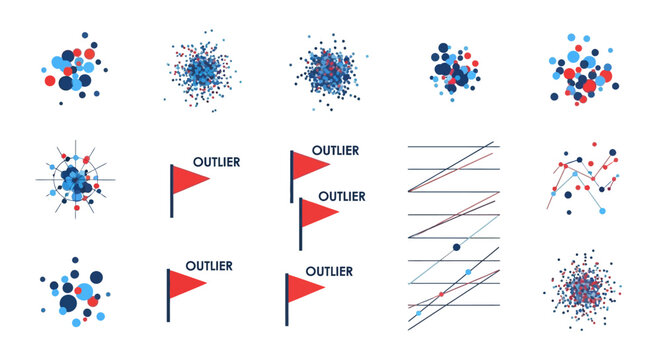Data Outliers and Anomalies Visualization Icons