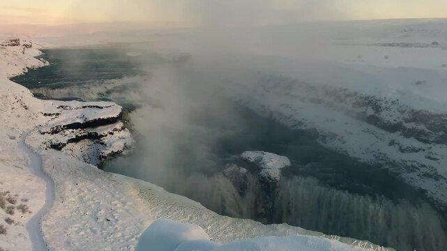 The iconic and powerful Gullfoss Waterfalls along the Golden Circle in Iceland