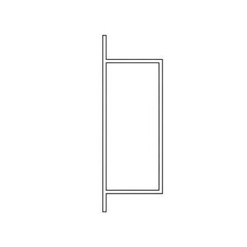 Diagram of a simple rectangular frame with an open top and a horizontal crossbar on the left side