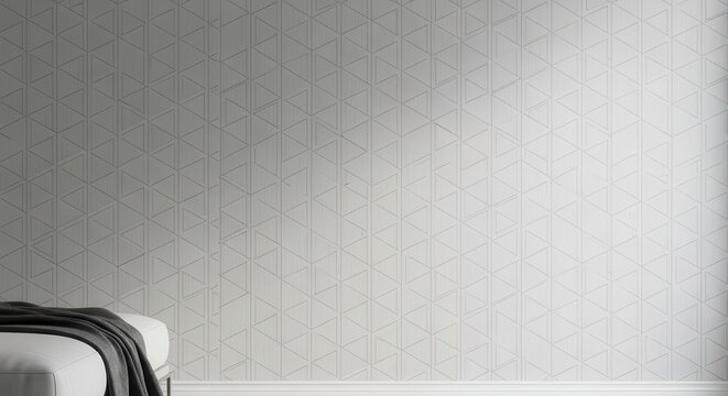 Subtle geometric pattern on light gray textured wallpaper with a minimalist modern design