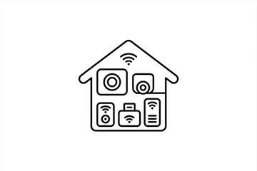 Fototapeta premium Smart home technology and internet of things concept with wireless devices connected house