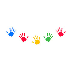 Fototapeta premium Autism Awareness Day with Colorful Hands. Vector illustration.