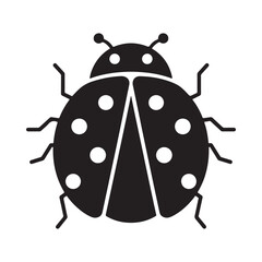 ladybug silhouette black and white insect icon on white background © kakolicrator