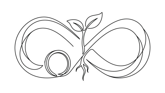 a line drawing of a sprouting seedling.
