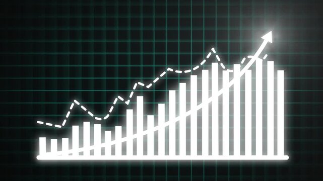 Business Growth Concept in an Allusive Graph Chart Showing Marketing Sales Profit Increasing to the Future Target, Excellent Financial Status of Corporate Business Rises Annually, 4K Animation.